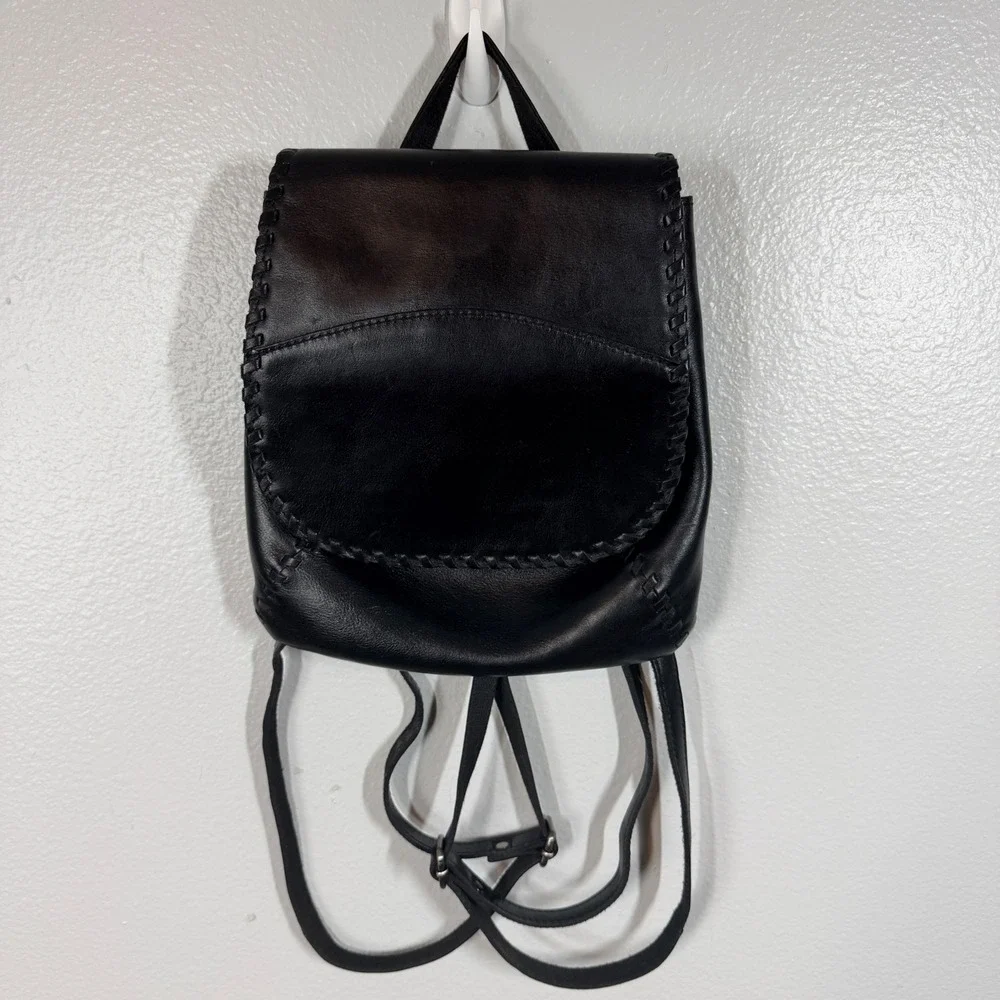 Patricia Nash Backpack Women's Black Leather KIMINA Whipstitch Boho Handcrafted